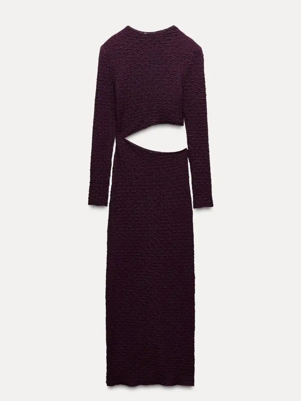 Zara Long Sleeve Cutout Maxi Dress in Plum